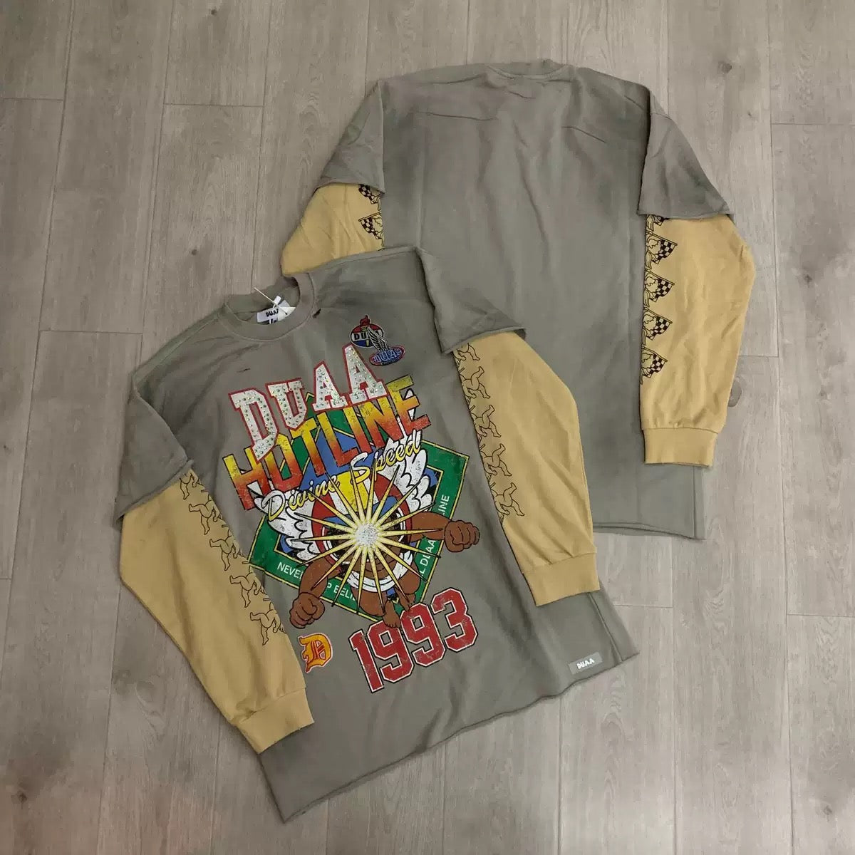 DUAA 2026SS Distressed Rhinestone Tee