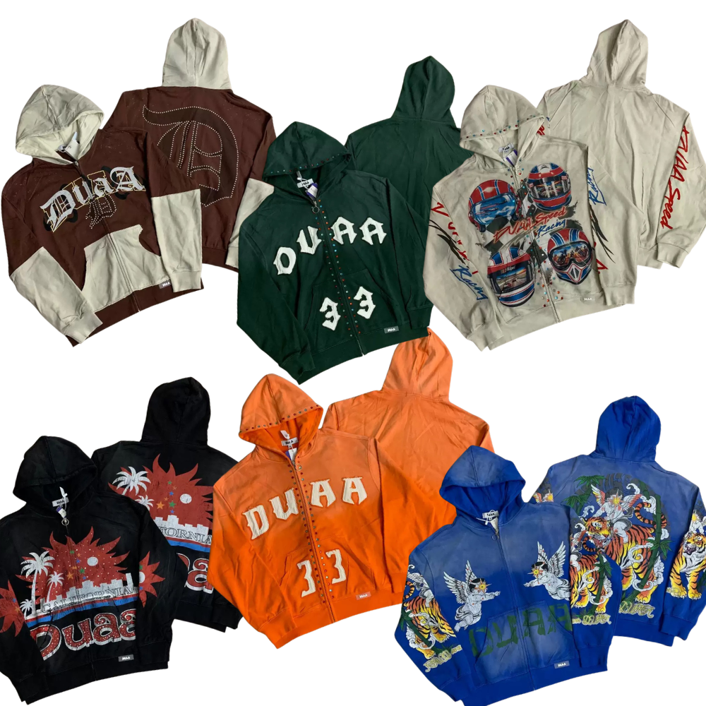 Duaa Hoodie 2026 Fall/Winter Rhinestone Washed Vintage Hoodie