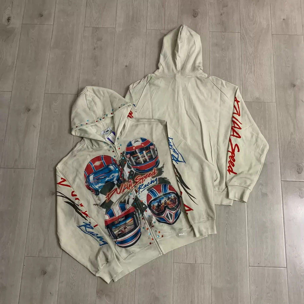 Duaa Hoodie 2026 Fall/Winter Rhinestone Washed Vintage Hoodie