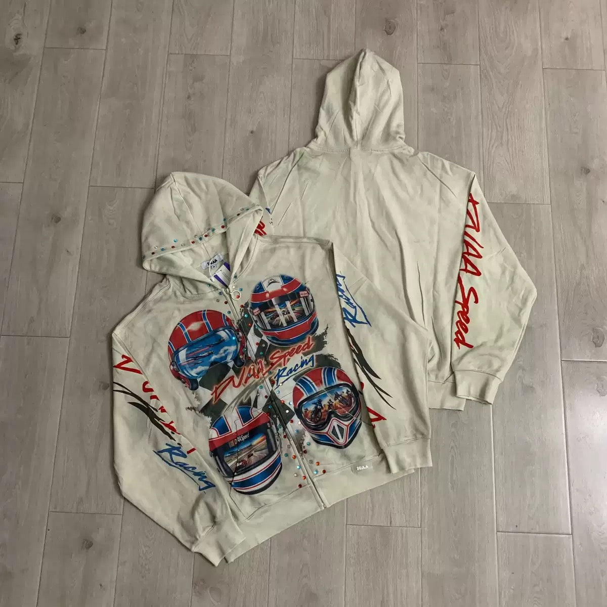 Duaa Hoodie 2026 Fall/Winter Rhinestone Washed Vintage Hoodie