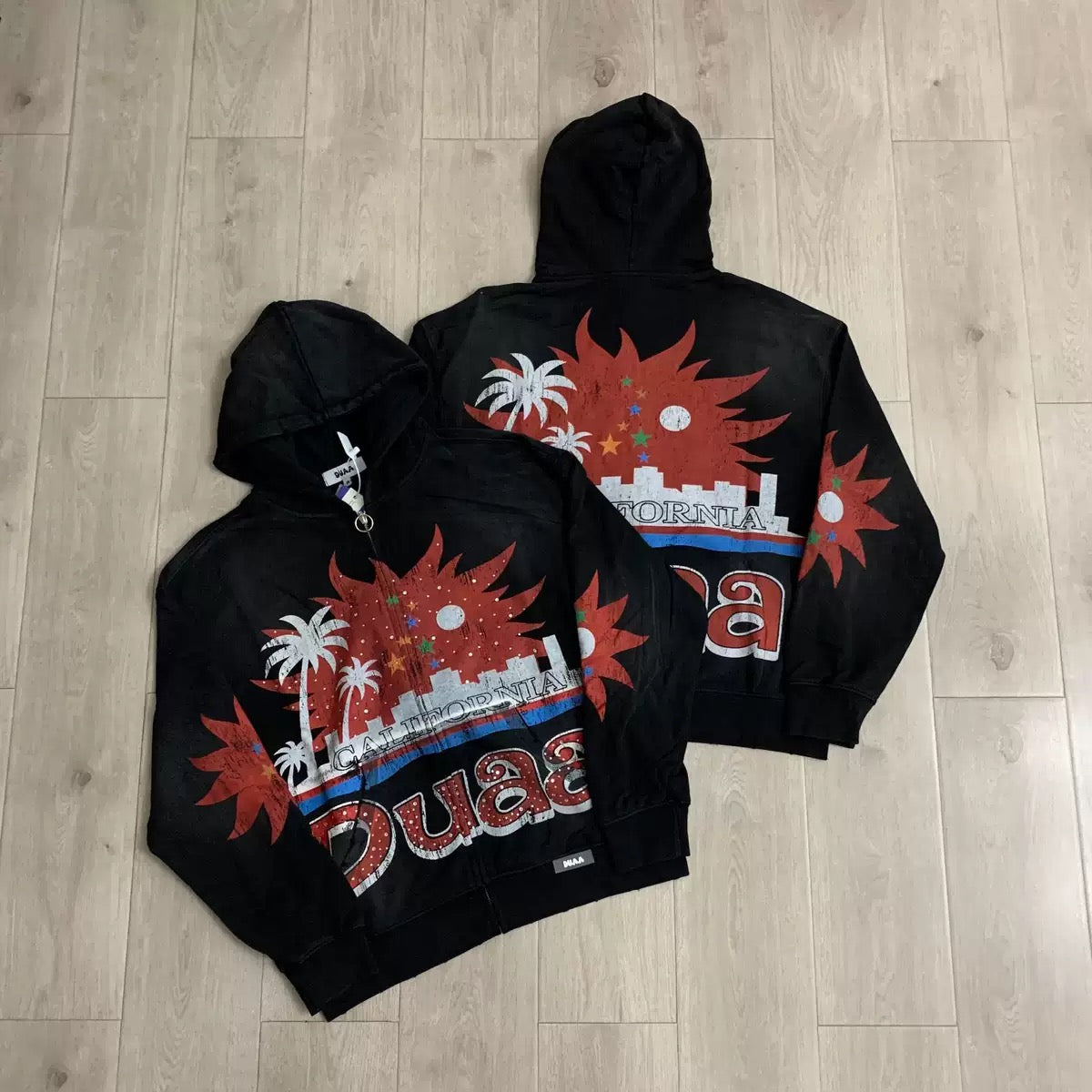 Duaa Hoodie 2026 Fall/Winter Rhinestone Washed Vintage Hoodie