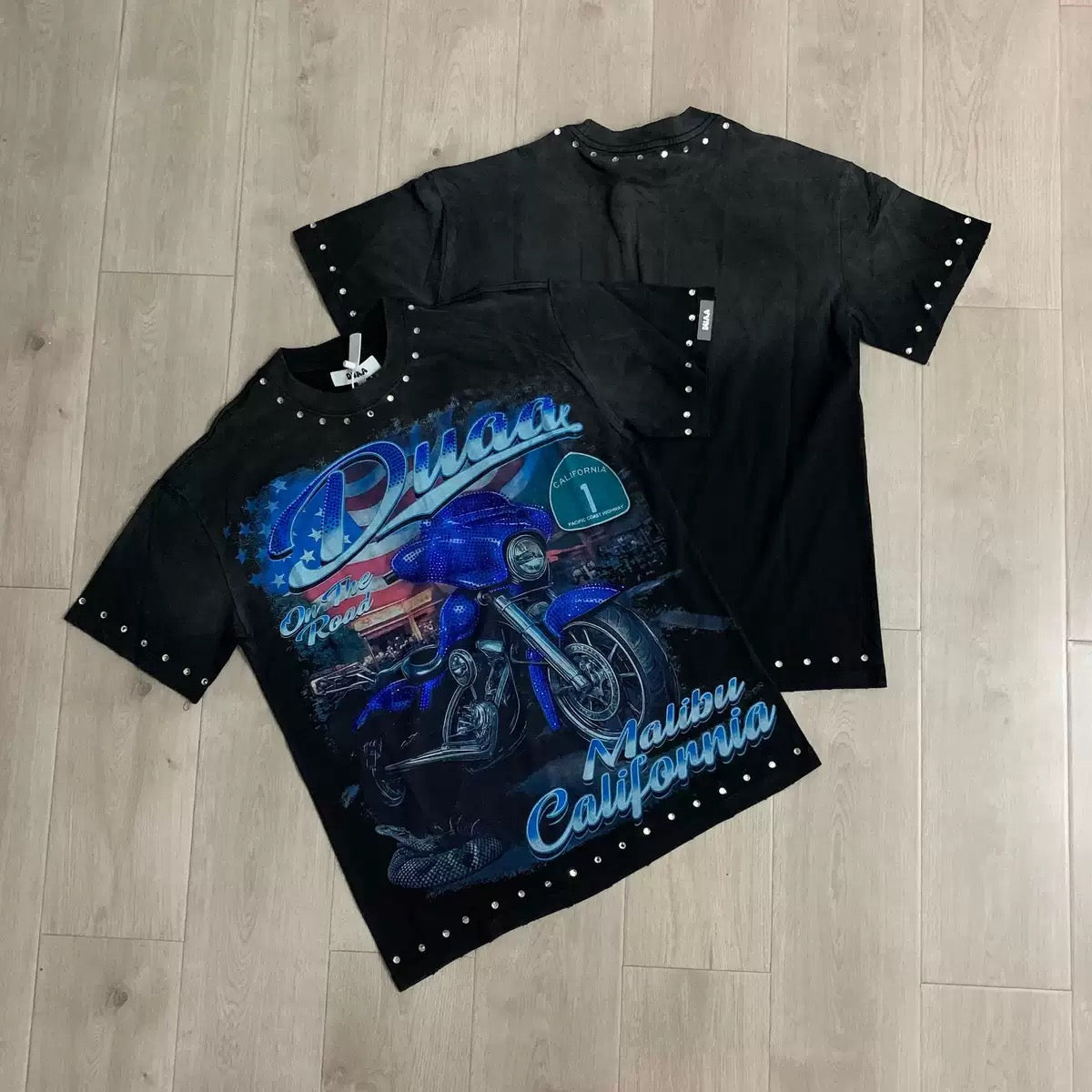 DUAA 2026SS Distressed Rhinestone Tee