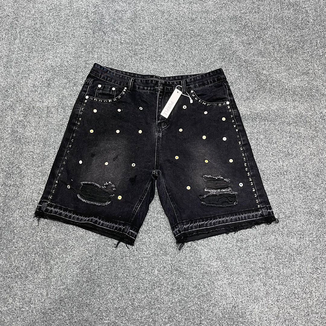 PURPLE BRAND Rhinestone Denim Shorts