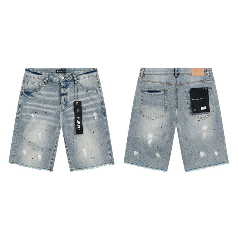 PURPLE BRAND Rhinestone Denim Shorts