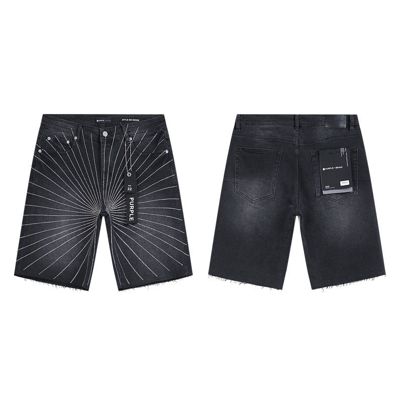 PURPLE BRAND Rhinestone Denim Shorts
