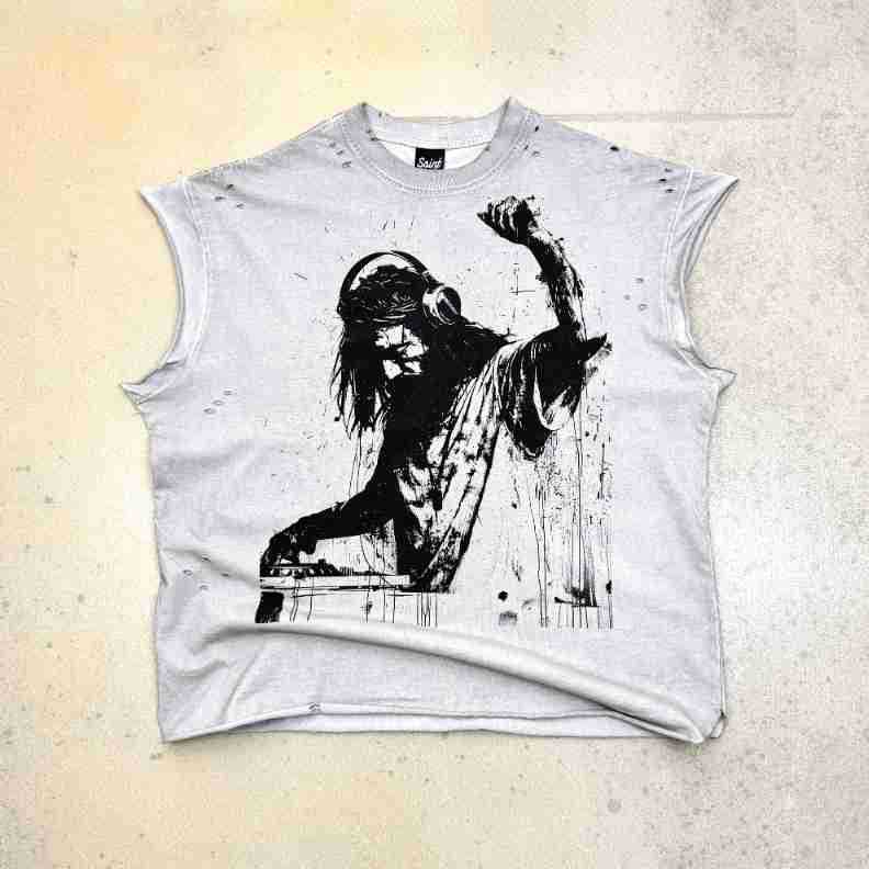 RRR & SAINT Washed Graphic Sleeveless Tee