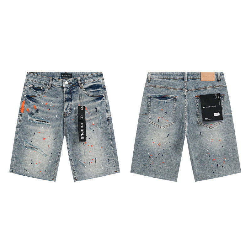 PURPLE BRAND Rhinestone Denim Shorts