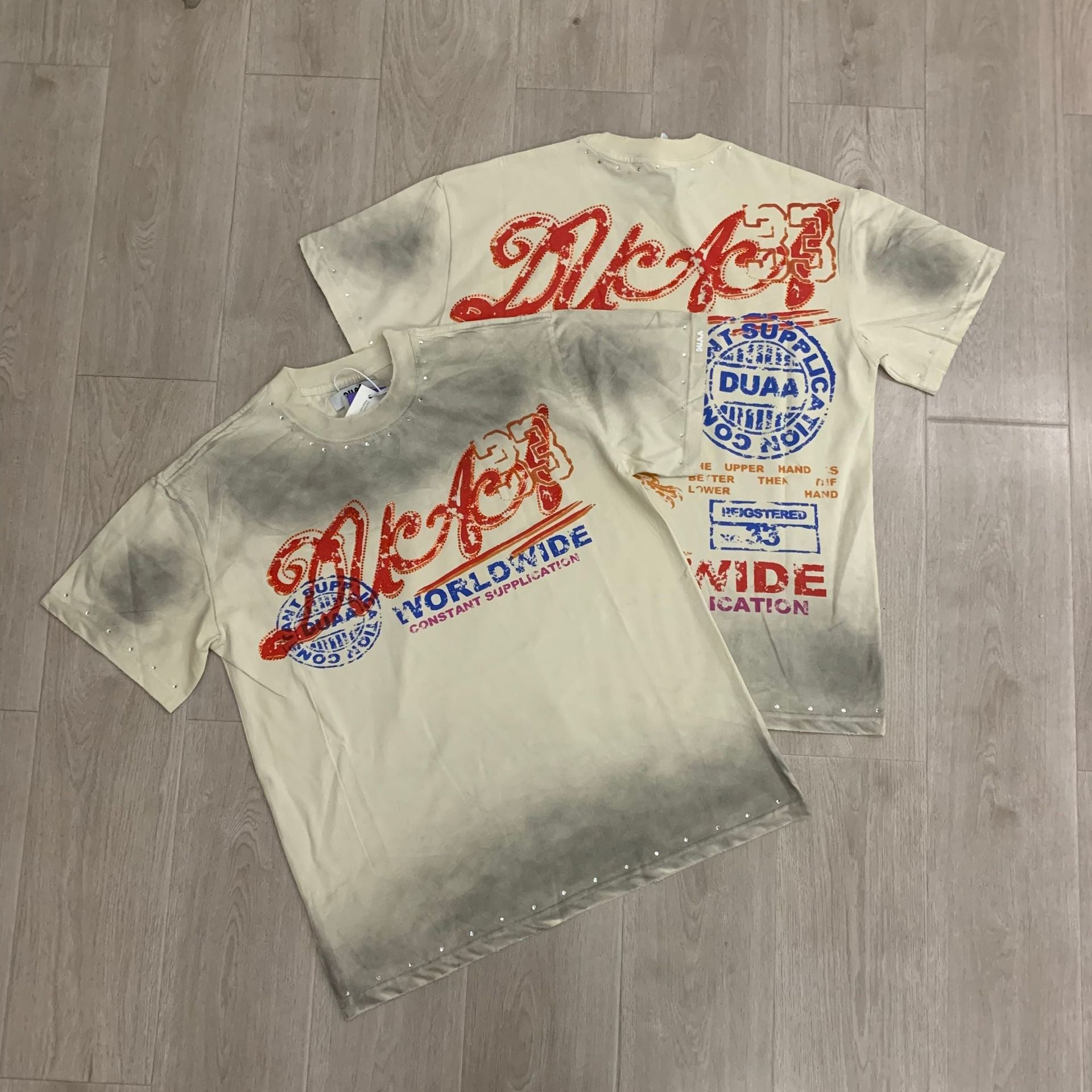 DUAA 2026SS Distressed Rhinestone Tee