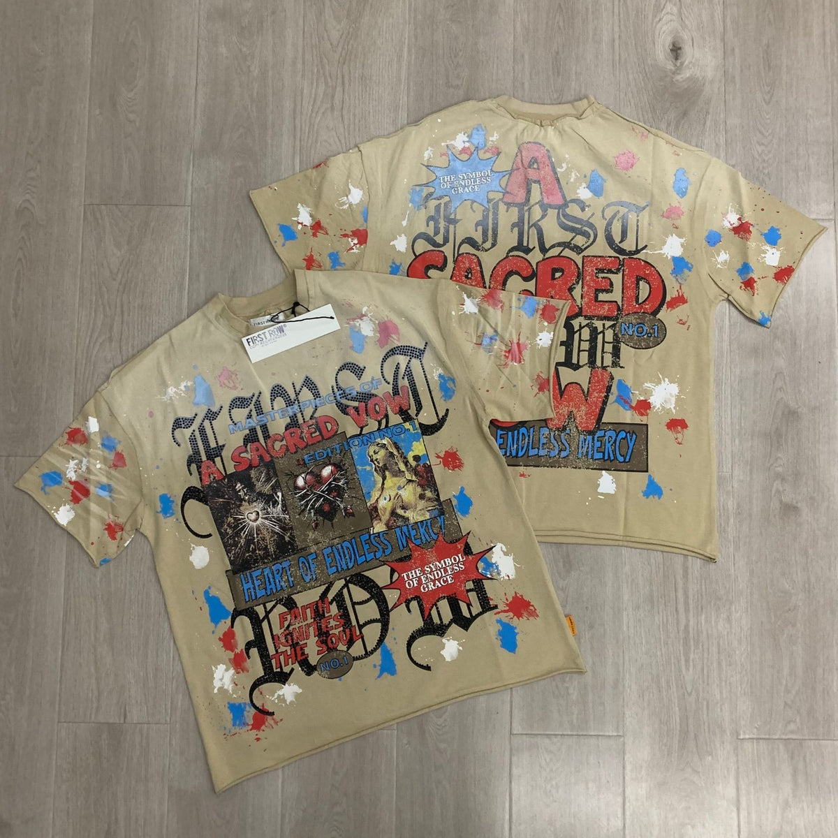 FIRSTROW Washed Rhinestone T-Shirt Collection
