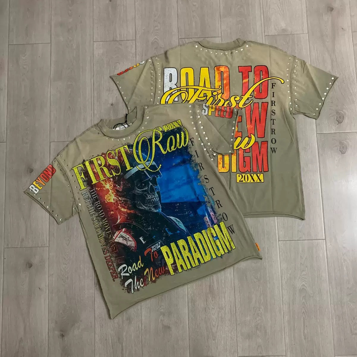 FIRSTROW Washed Rhinestone T-Shirt Collection