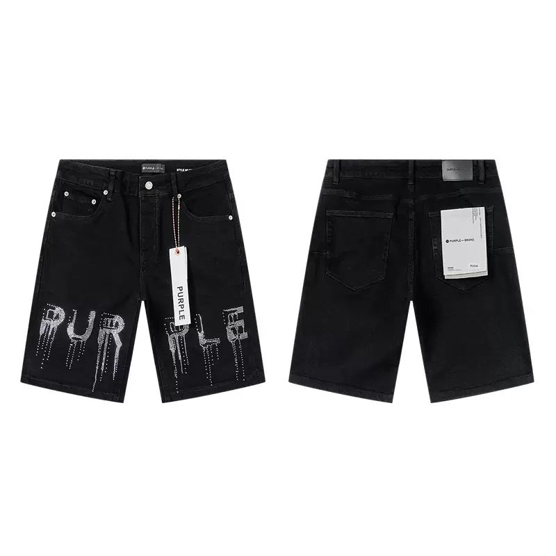 PURPLE BRAND Rhinestone Denim Shorts