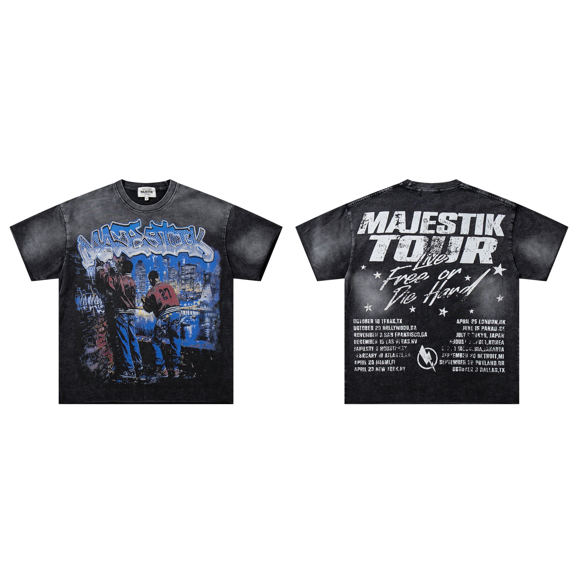 MAJESTIK Washed Rhinestone T-Shirt Collection