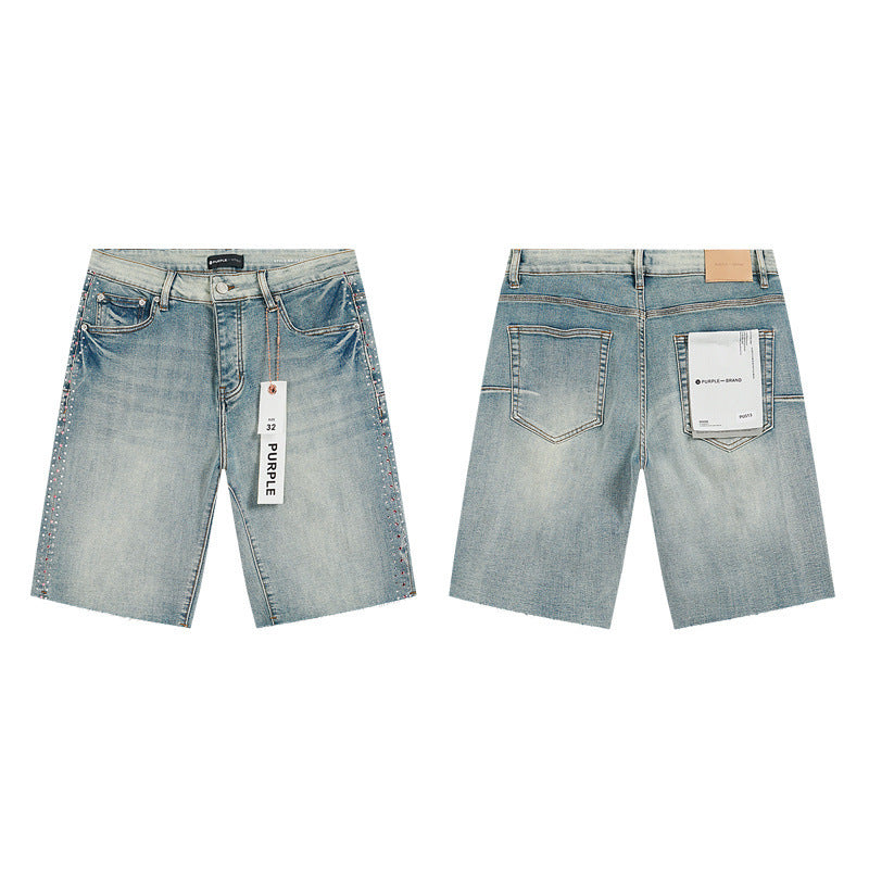 PURPLE BRAND Rhinestone Denim Shorts