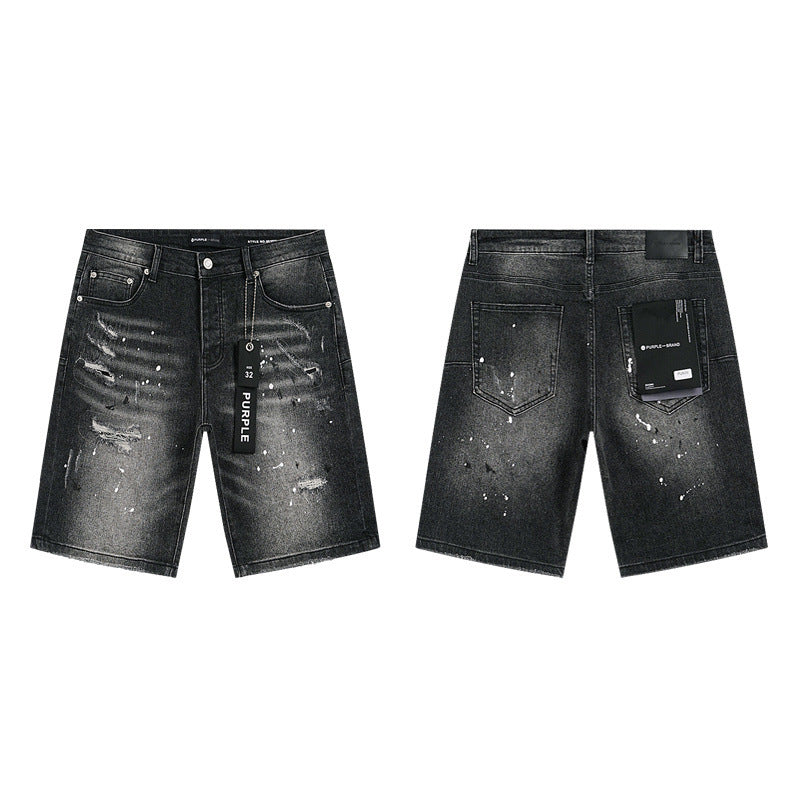 PURPLE BRAND Rhinestone Denim Shorts