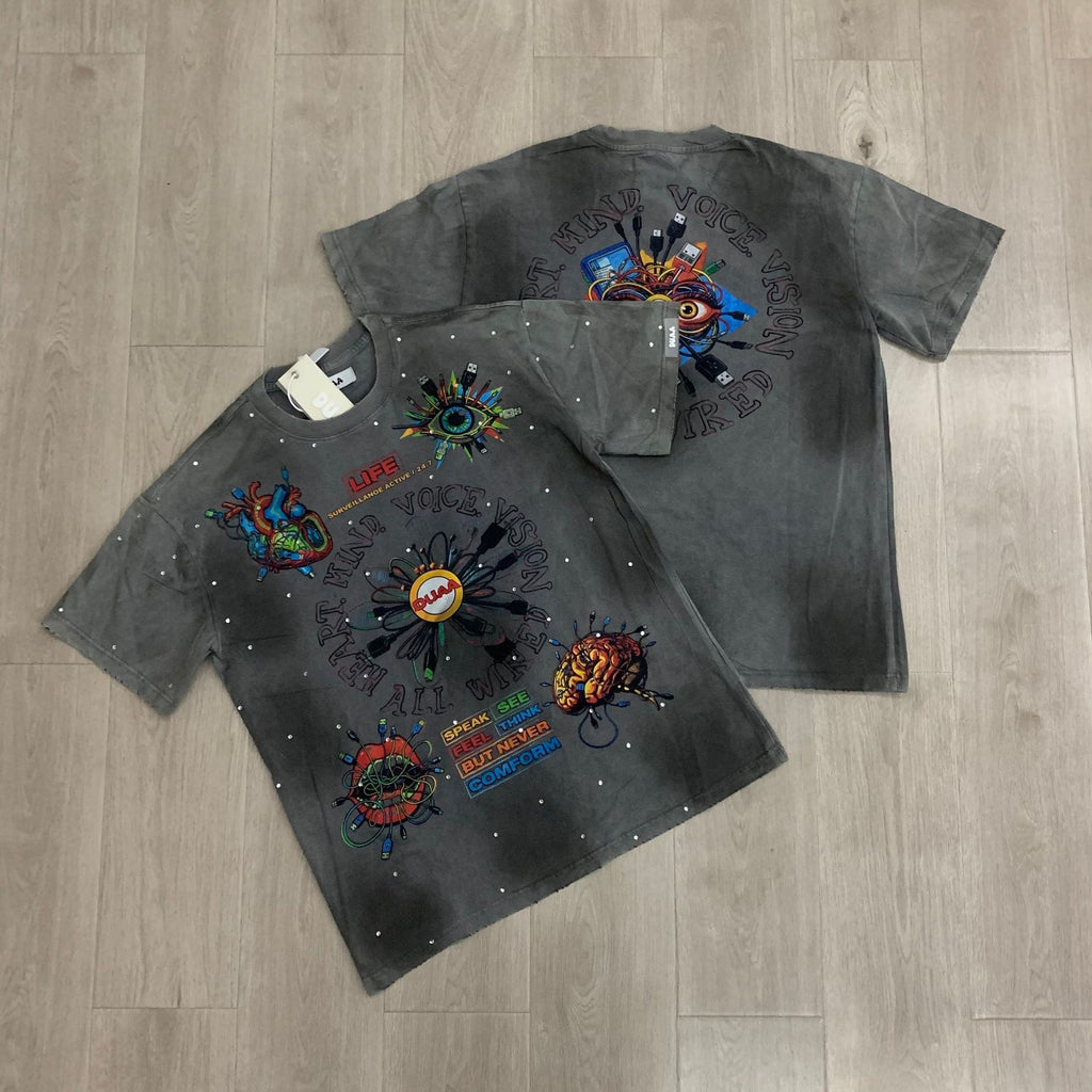 DUAA 2026SS Distressed Rhinestone Tee