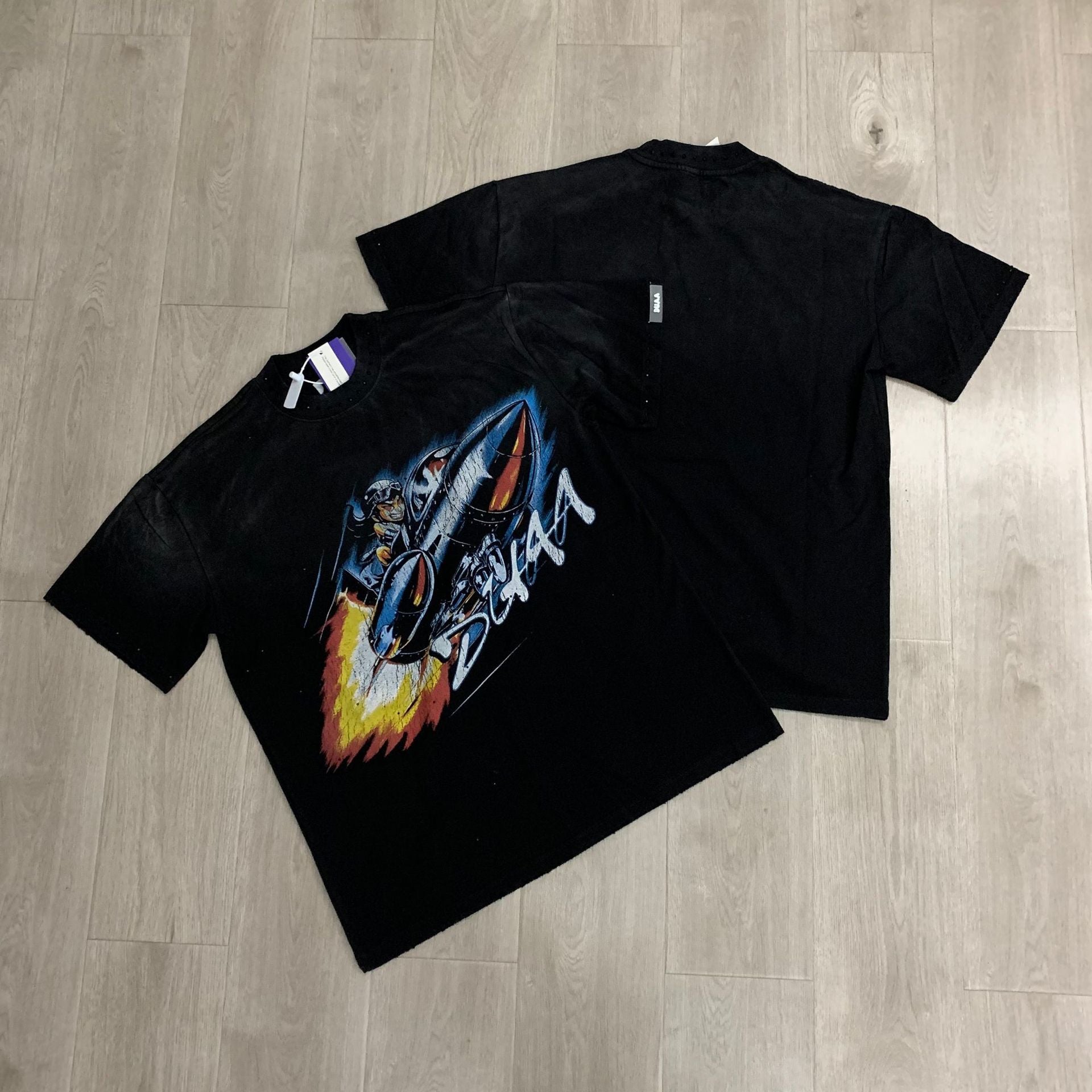 DUAA 2026SS Distressed Rhinestone Tee