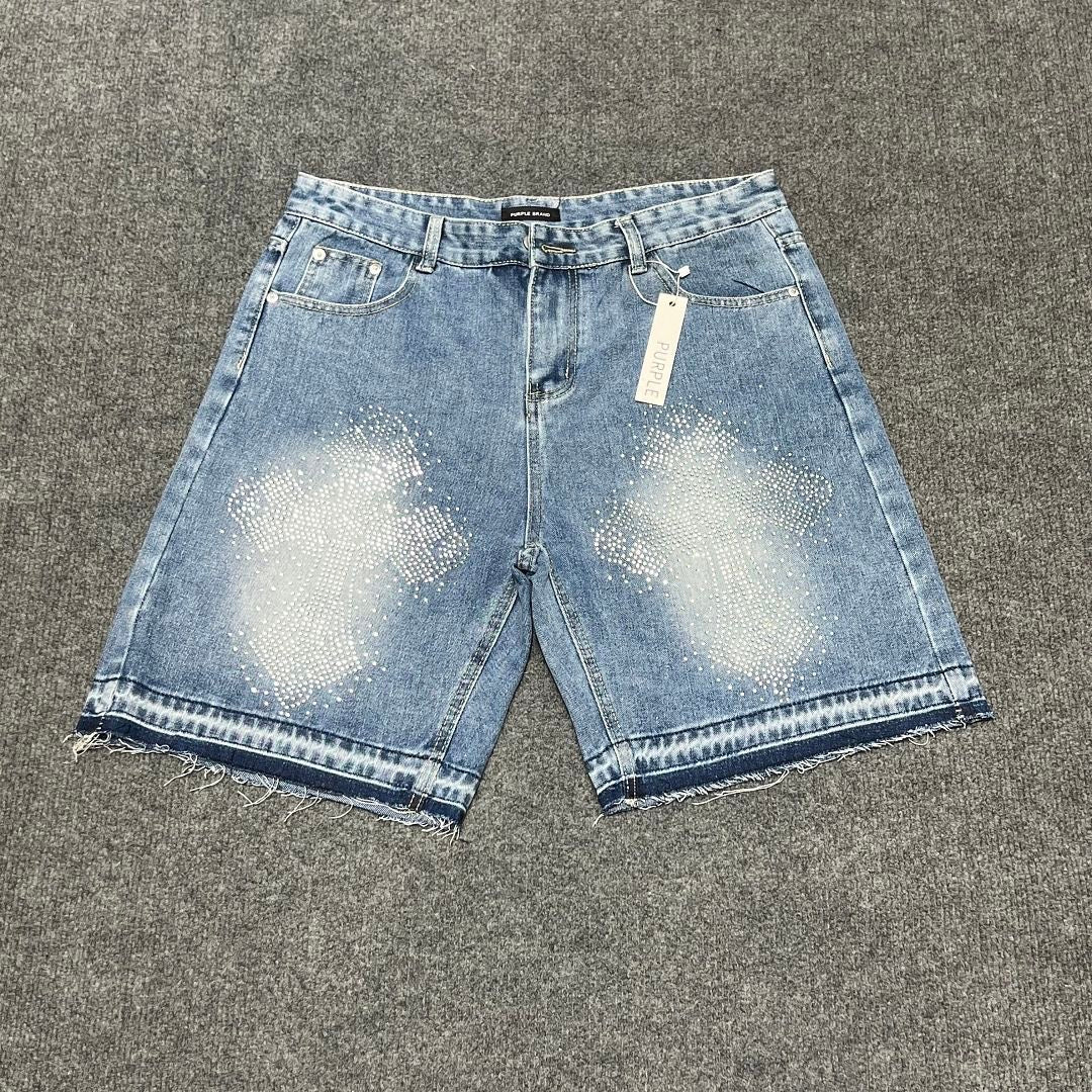 PURPLE BRAND Rhinestone Denim Shorts