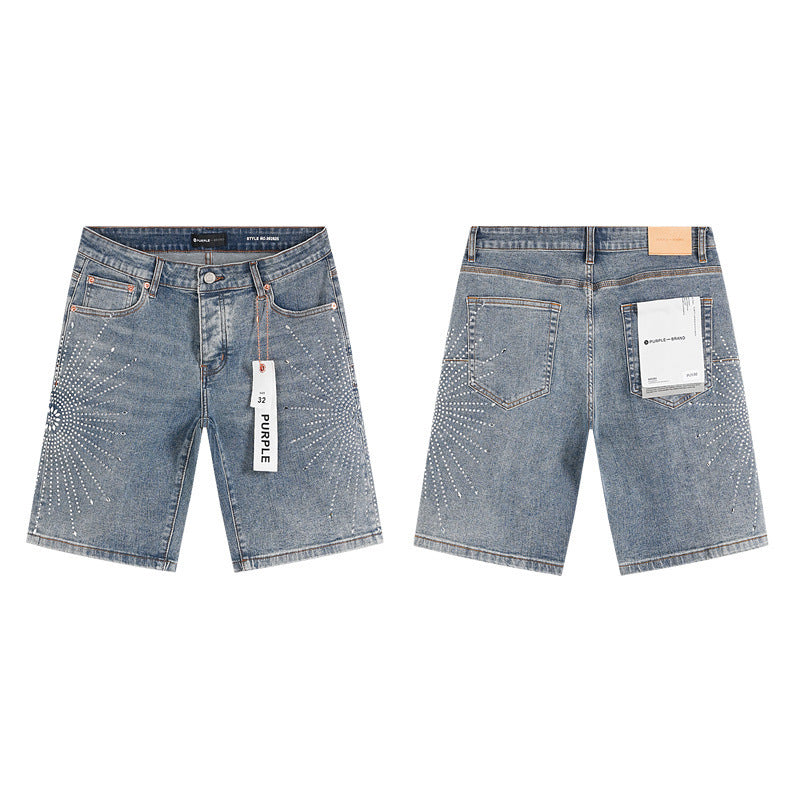 PURPLE BRAND Rhinestone Denim Shorts