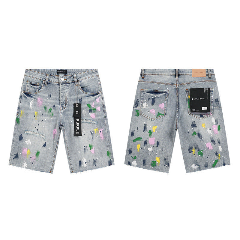 PURPLE BRAND Rhinestone Denim Shorts