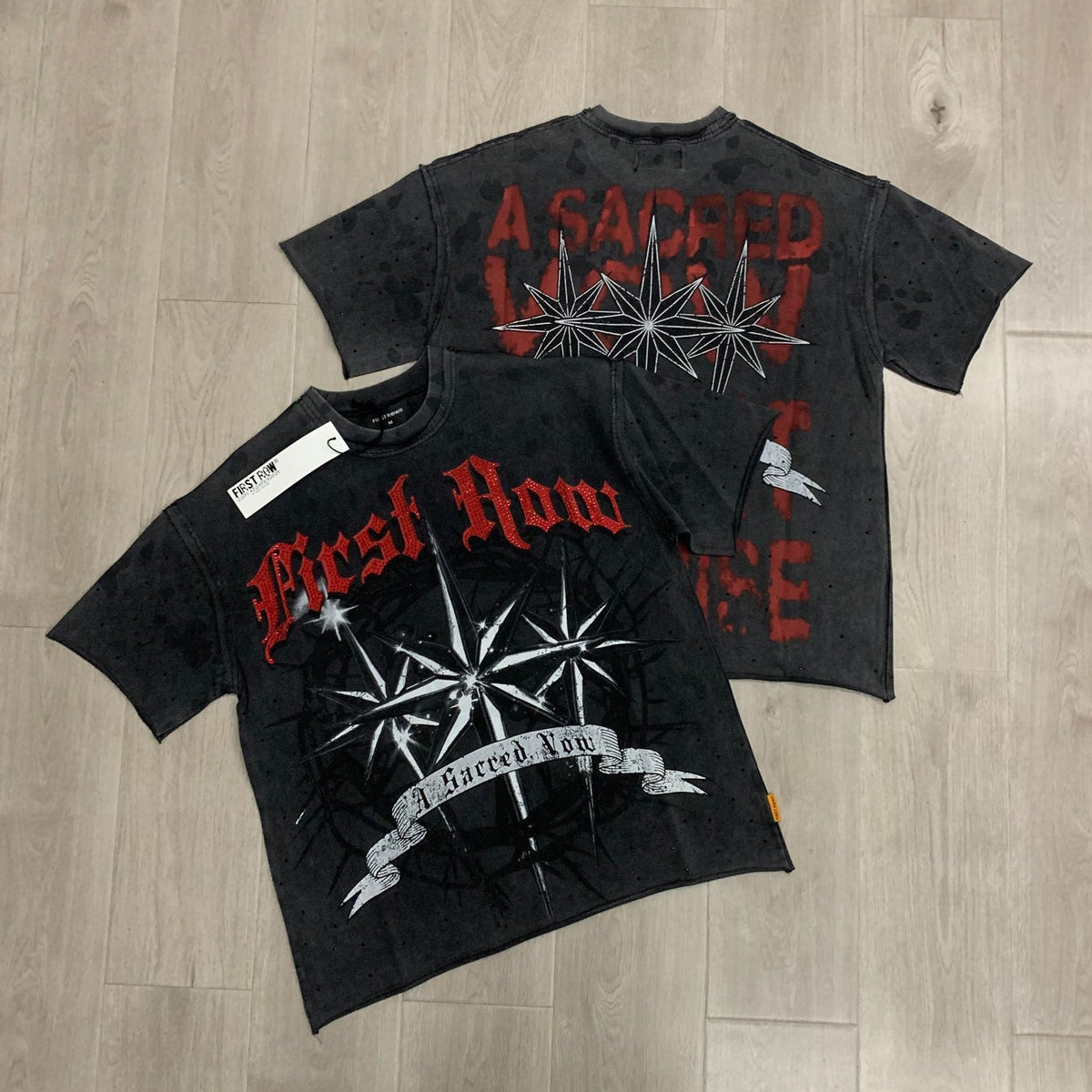 FIRSTROW Washed Rhinestone T-Shirt Collection
