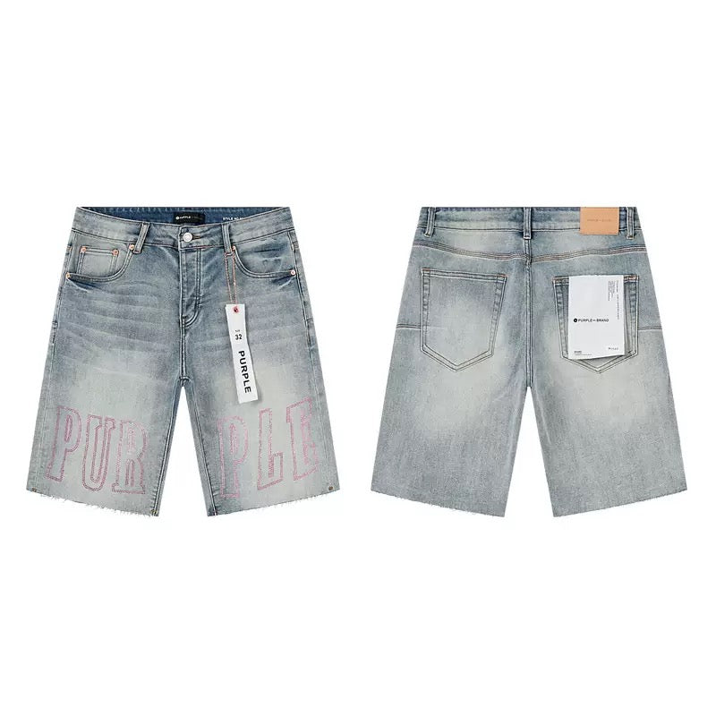 PURPLE BRAND Rhinestone Denim Shorts