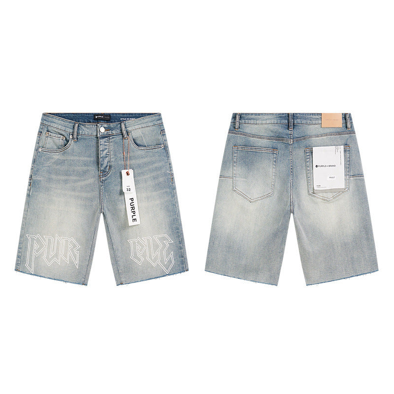 PURPLE BRAND Rhinestone Denim Shorts