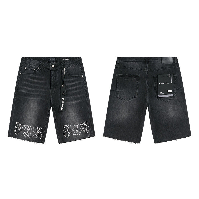 PURPLE BRAND Rhinestone Denim Shorts