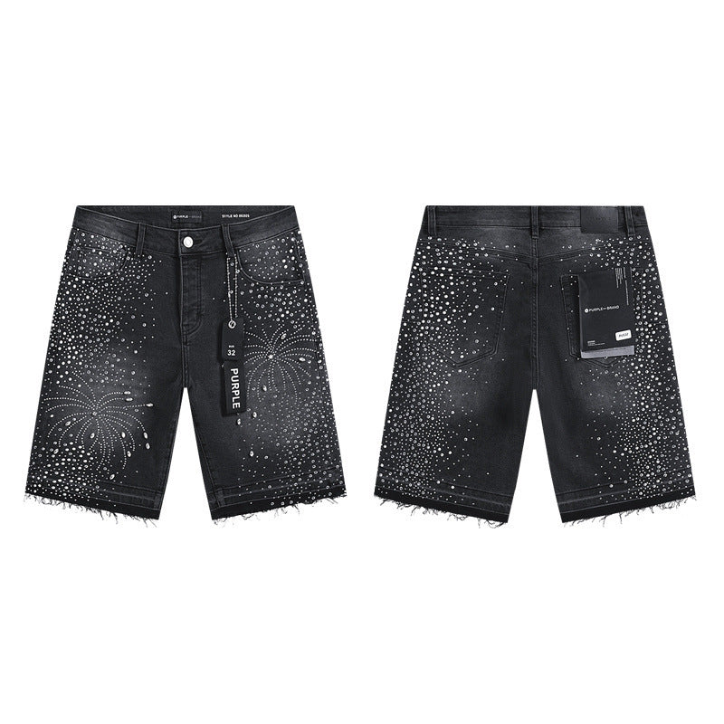 PURPLE BRAND Rhinestone Denim Shorts