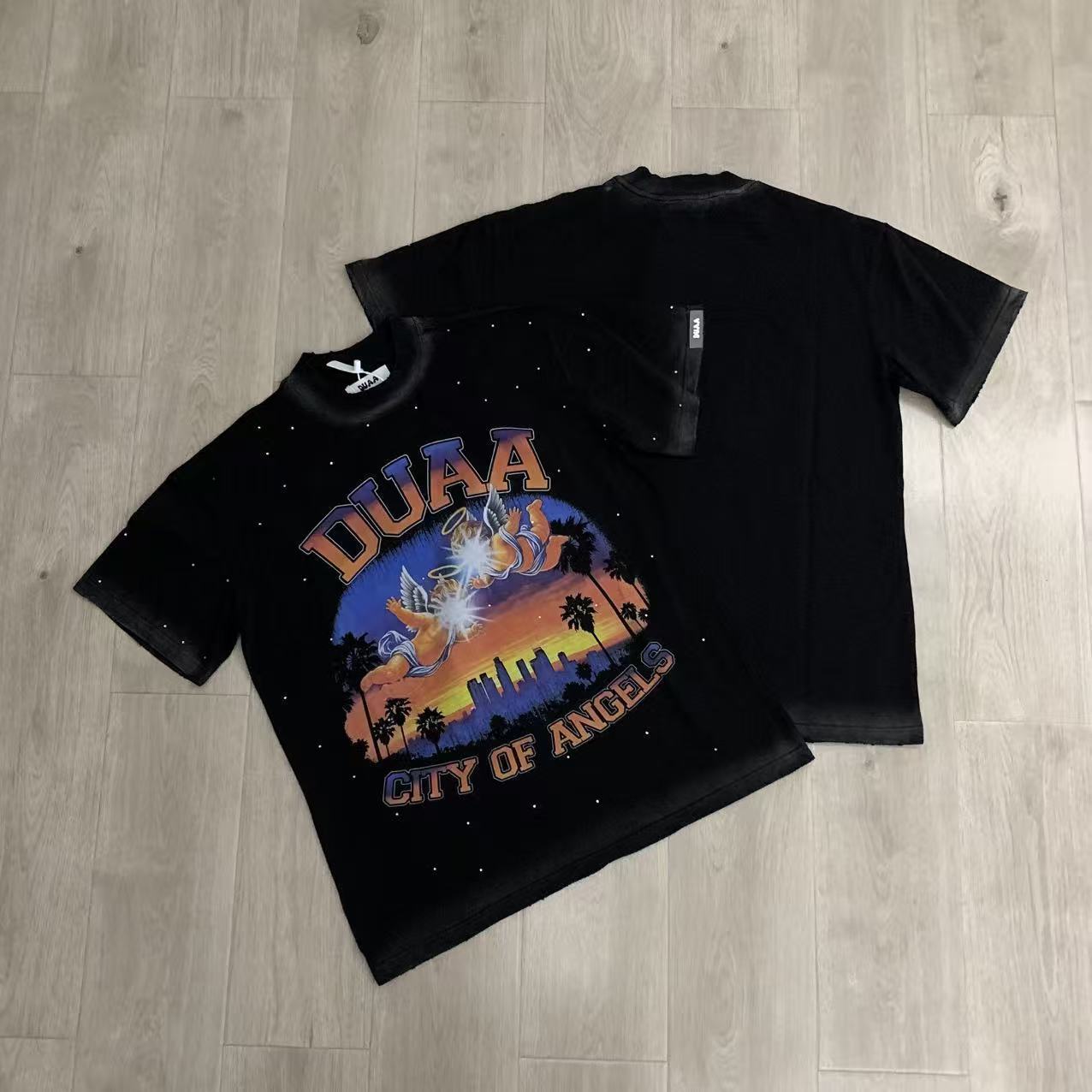 DUAA 2026SS Distressed Rhinestone Tee