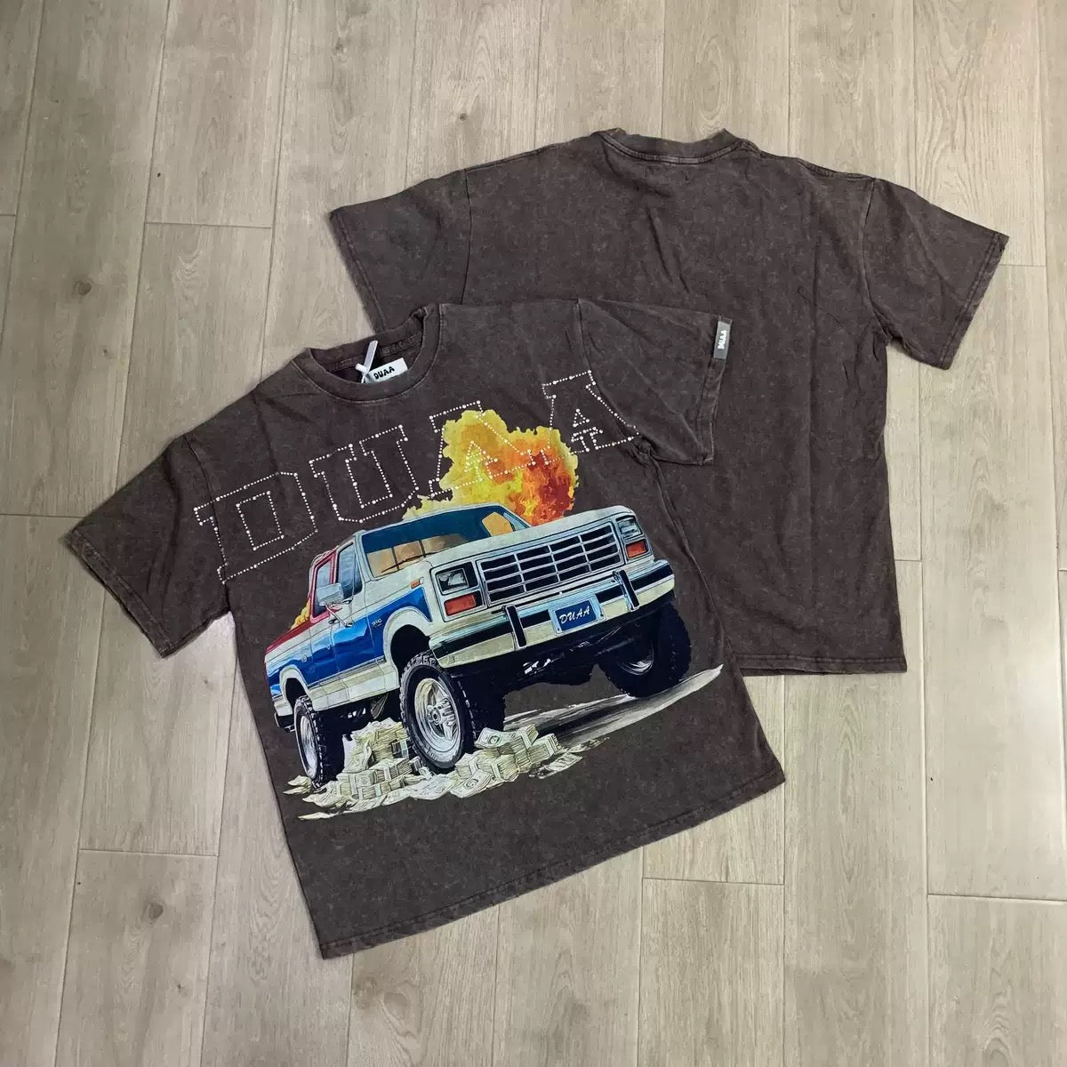 DUAA 2026SS Distressed Rhinestone Tee