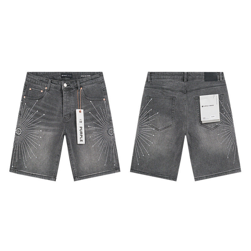 PURPLE BRAND Rhinestone Denim Shorts