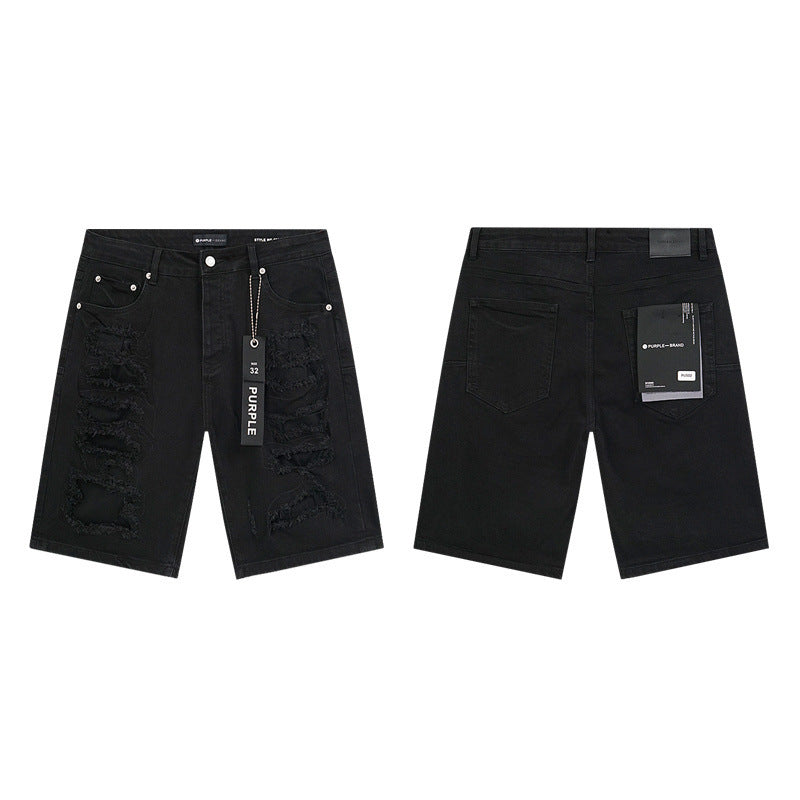 PURPLE BRAND Rhinestone Denim Shorts