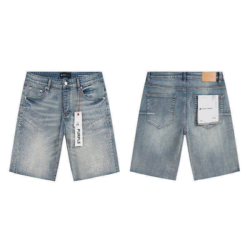 PURPLE BRAND Rhinestone Denim Shorts