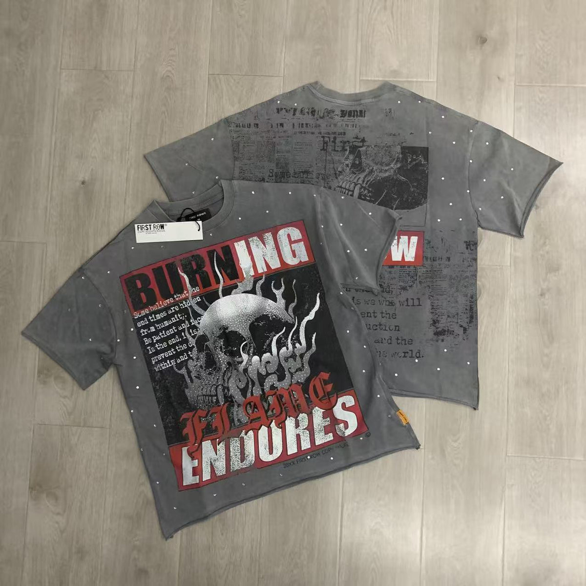 FIRSTROW Washed Rhinestone T-Shirt Collection