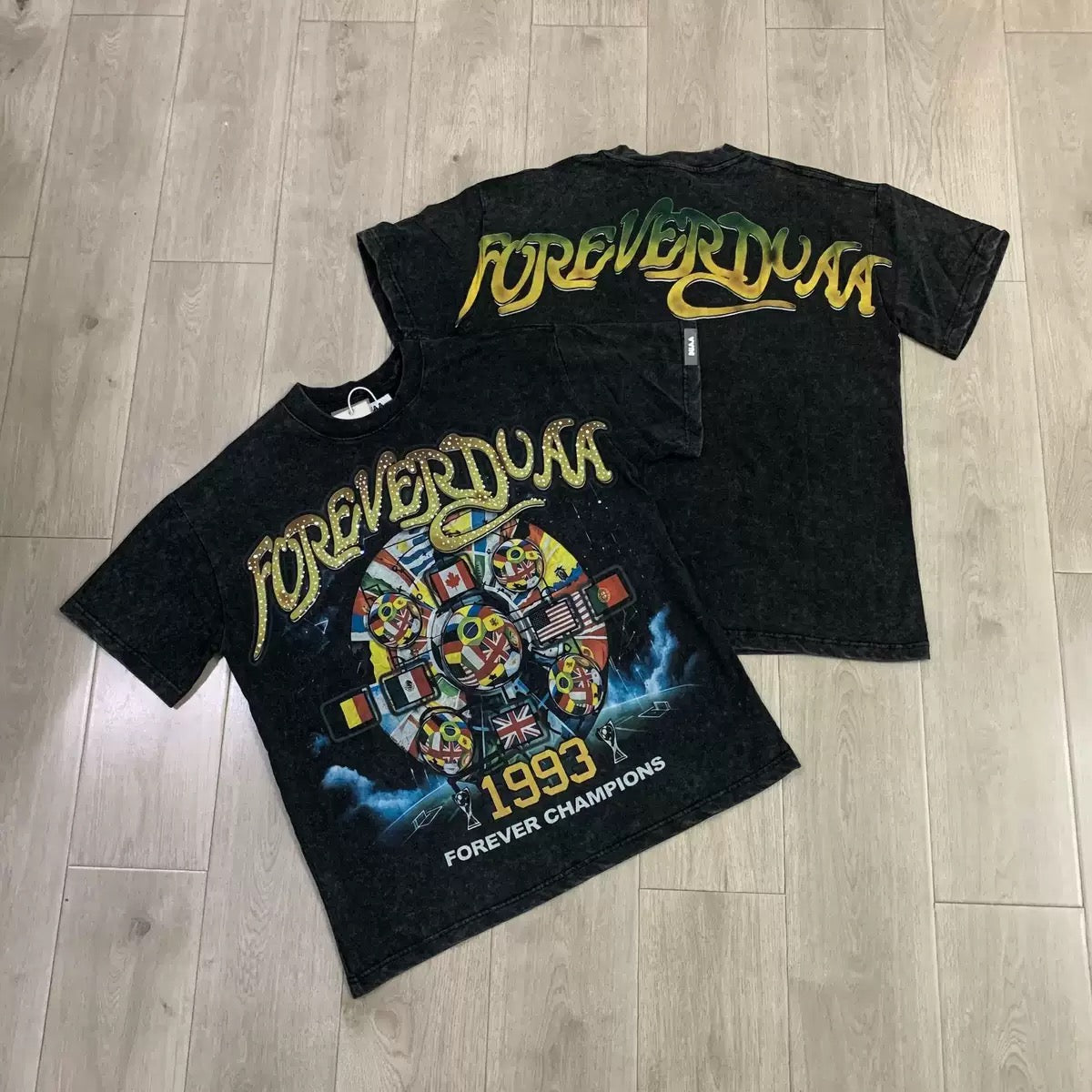 DUAA 2026SS Distressed Rhinestone Tee