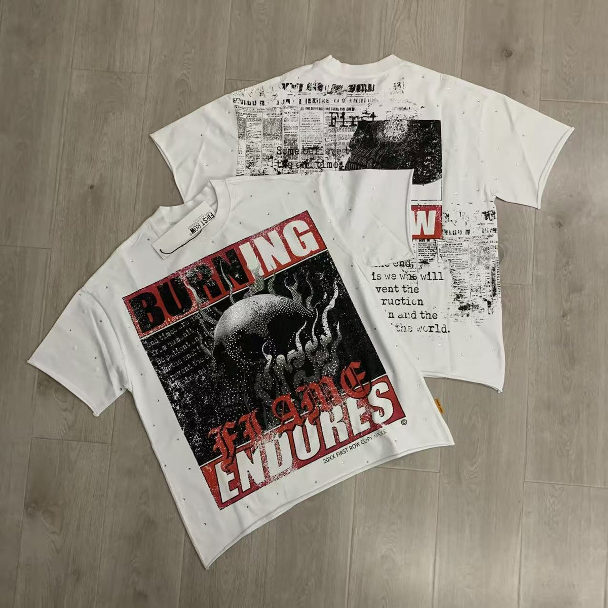 FIRSTROW Washed Rhinestone T-Shirt Collection