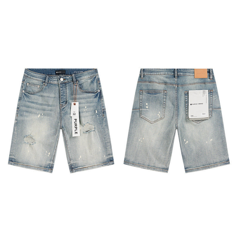 PURPLE BRAND Rhinestone Denim Shorts