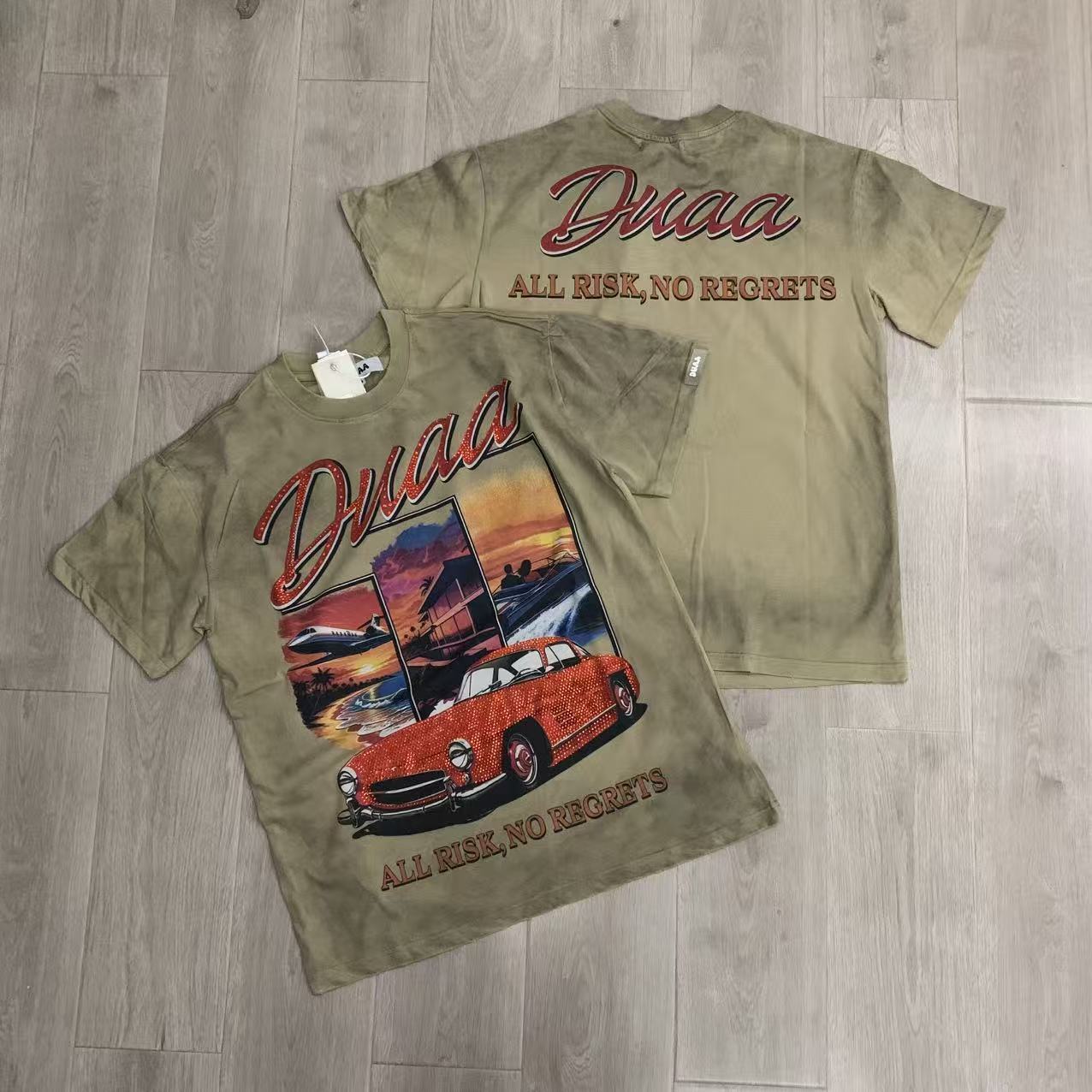 DUAA 2026SS Distressed Rhinestone Tee