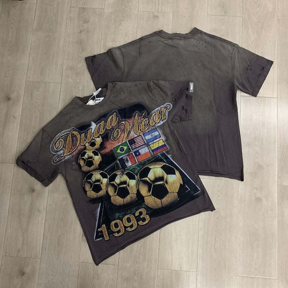 DUAA 2026SS Distressed Rhinestone Tee