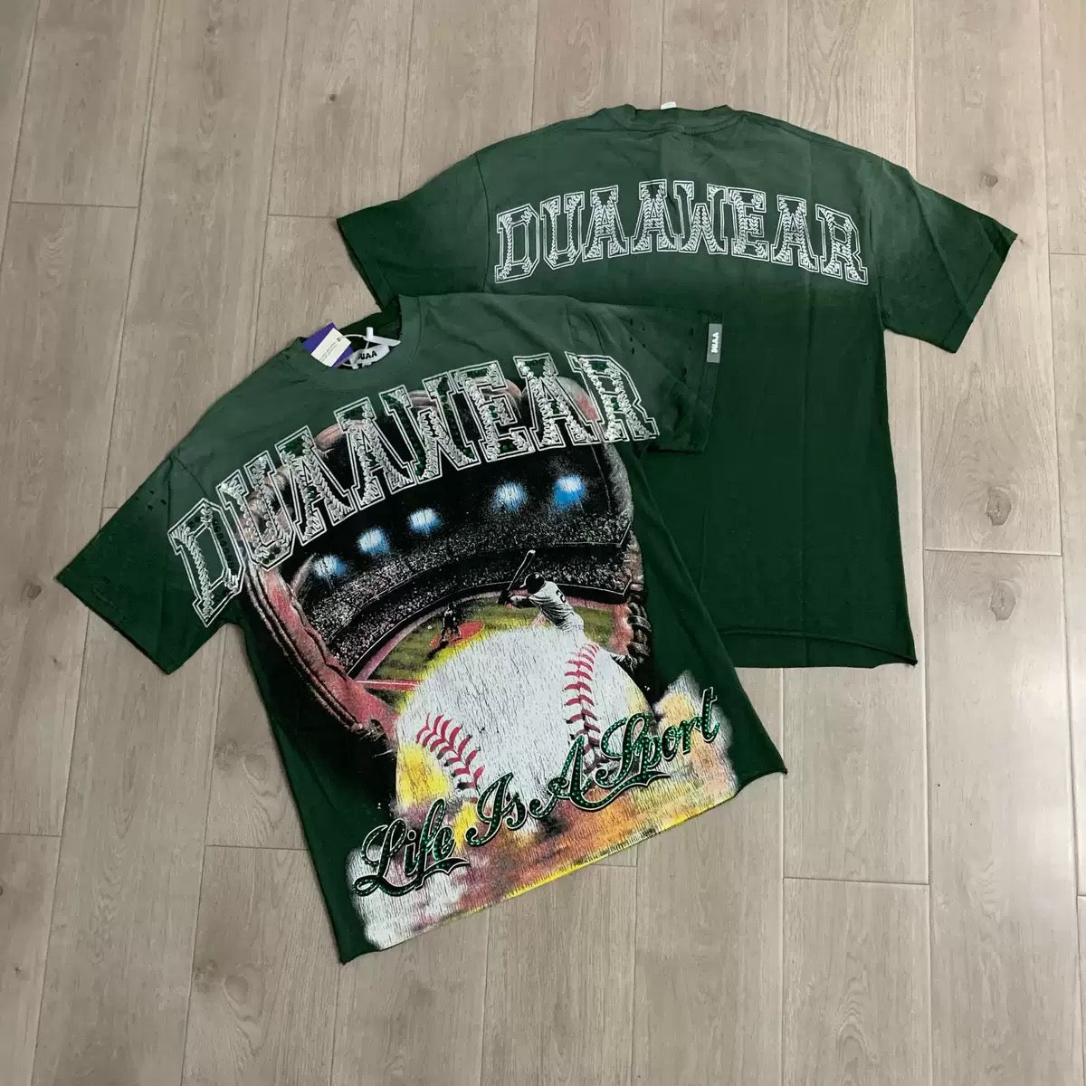 DUAA 2026SS Distressed Rhinestone Tee