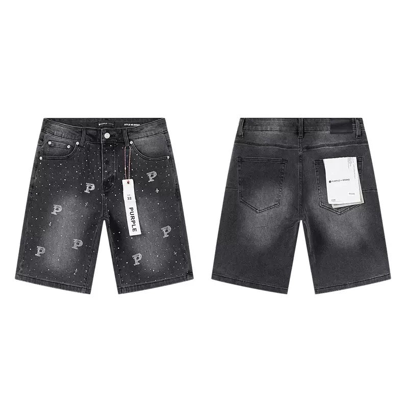 PURPLE BRAND Rhinestone Denim Shorts