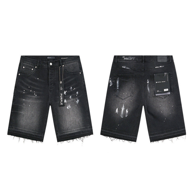 PURPLE BRAND Rhinestone Denim Shorts