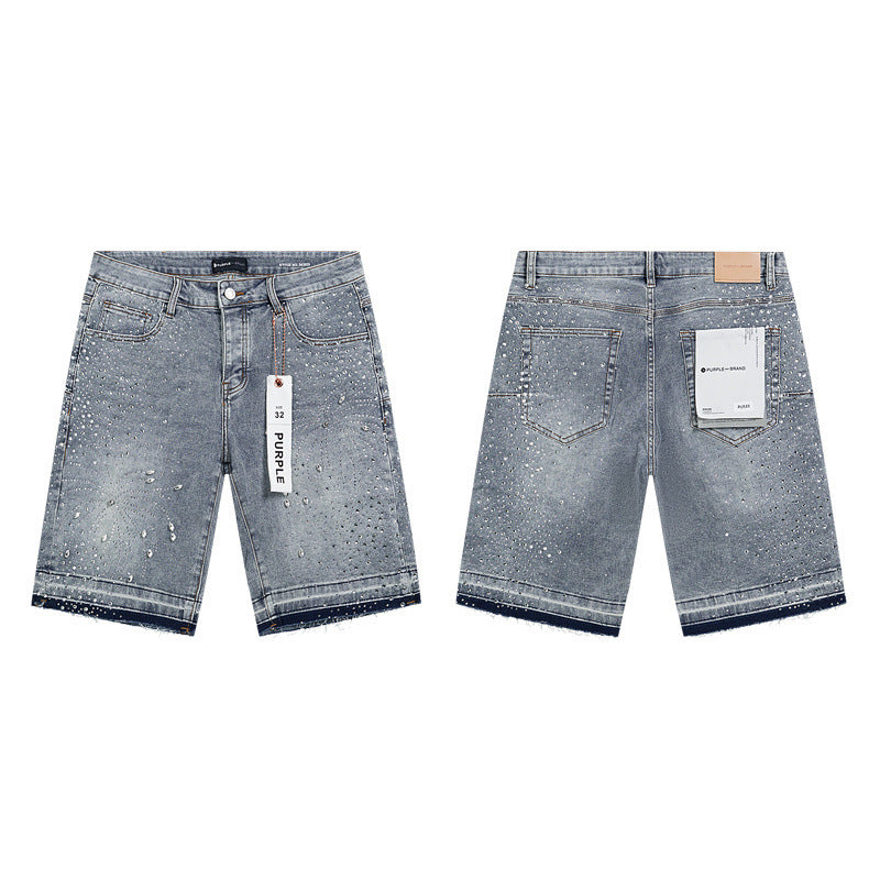 PURPLE BRAND Rhinestone Denim Shorts
