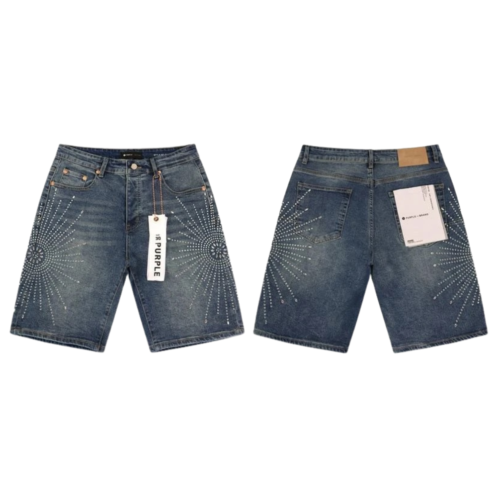 PURPLE BRAND Rhinestone Denim Shorts