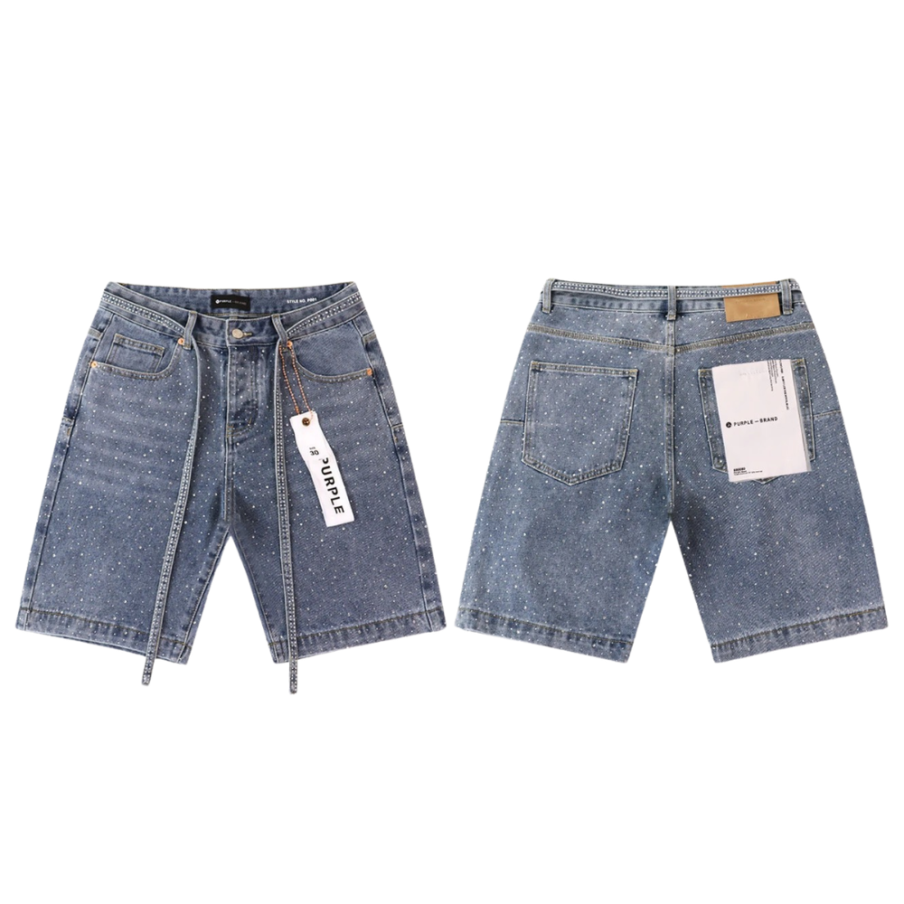 PURPLE BRAND Rhinestone Denim Shorts