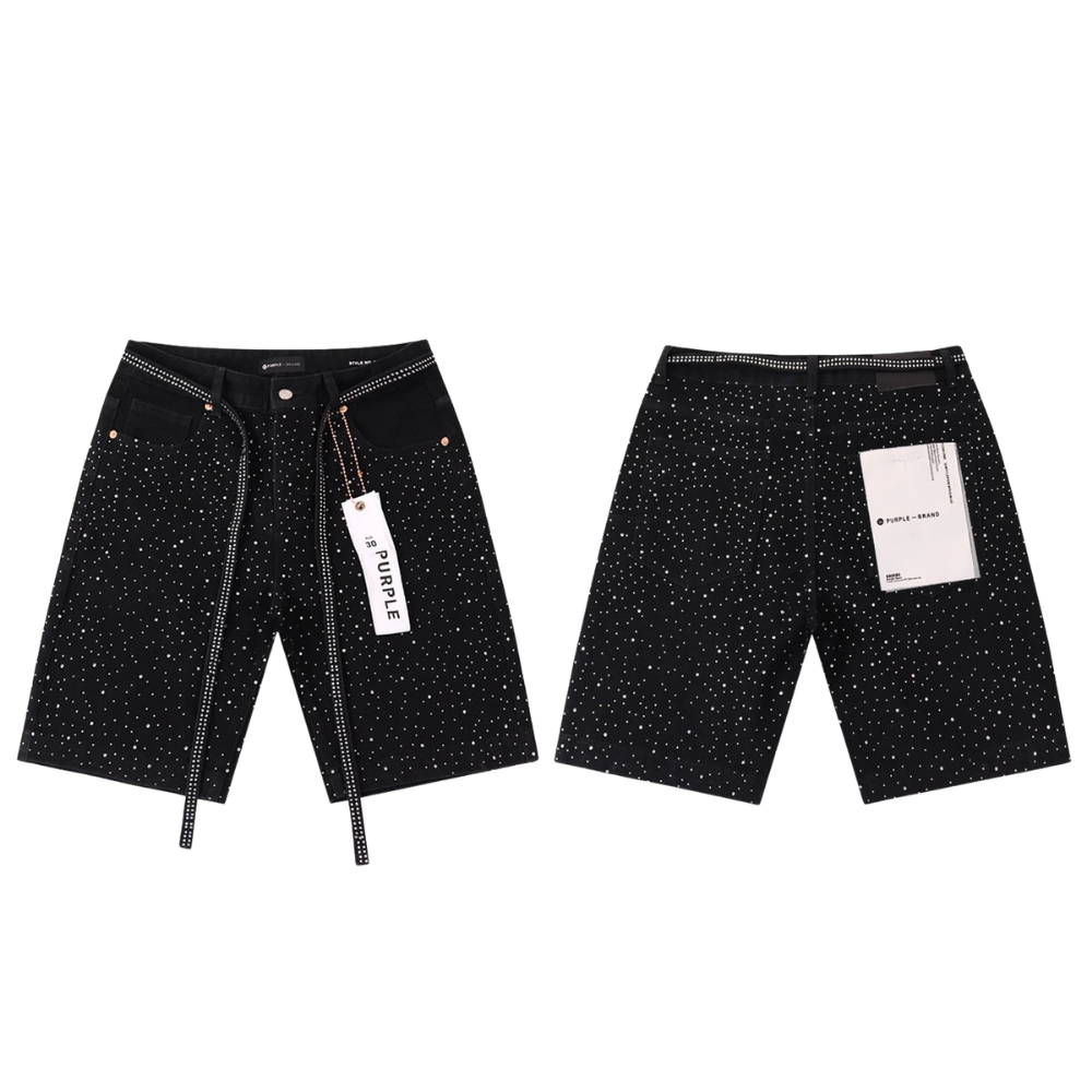 PURPLE BRAND Rhinestone Denim Shorts